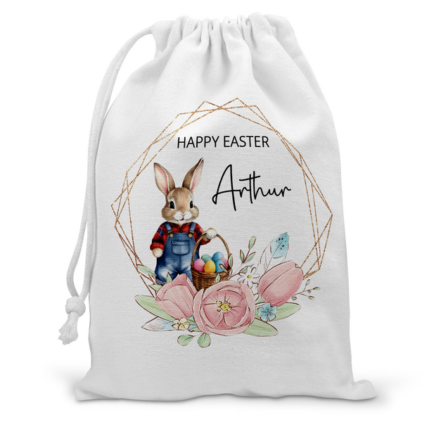 Personalised Easter Gift Bag - Blue Rabbit | Custom Easter Sack