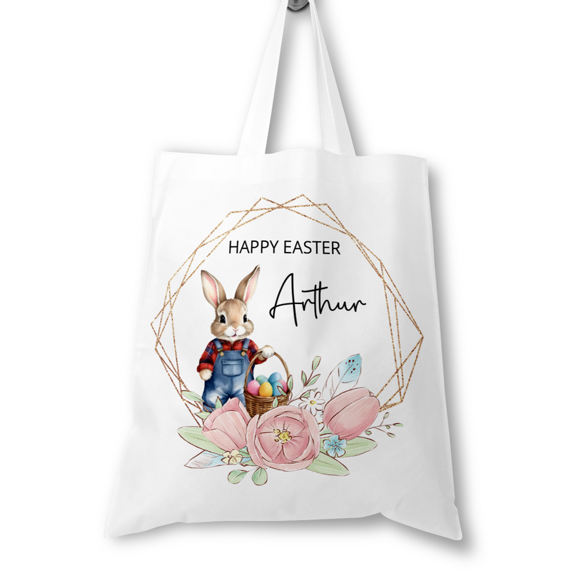 Personalised Easter Tote Bag - Blue Rabbit