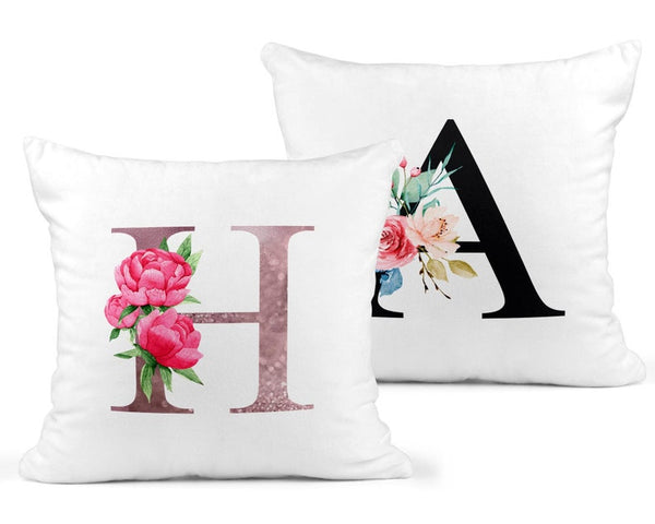 Personalised Floral Initial Cushion