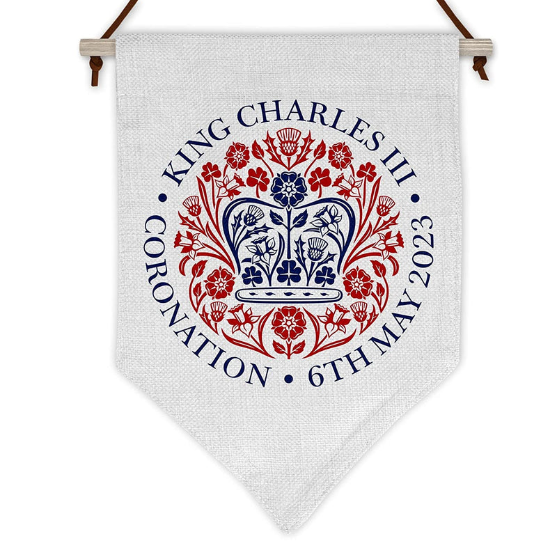 Coronation Pin Wall Display Flag with Official Emblem - King Charles III