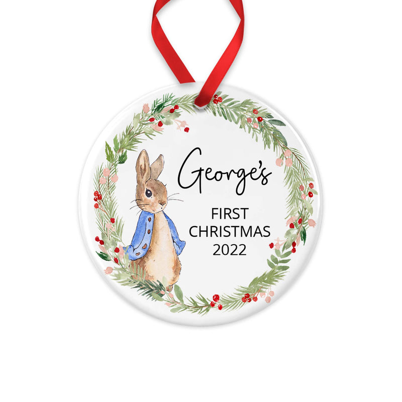 Personalised First Christmas Rabbit Ornament