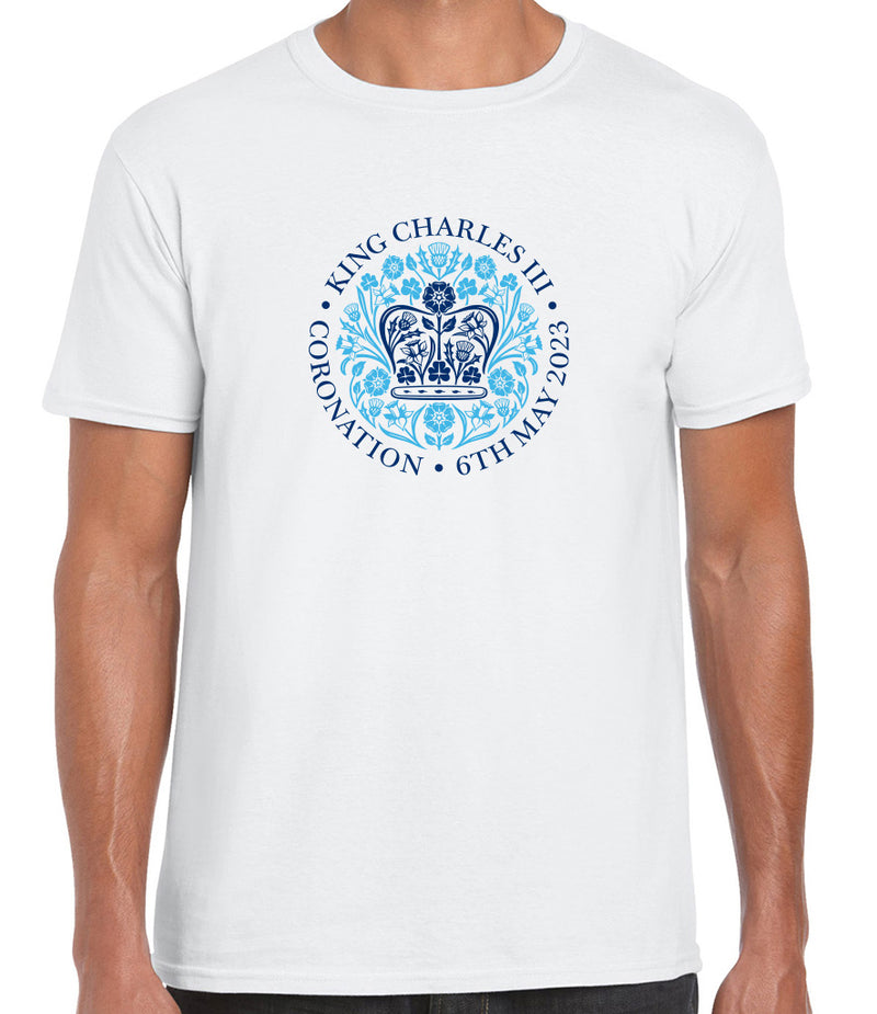 Coronation T-Shirt with Blue Official Emblem - King Charles III