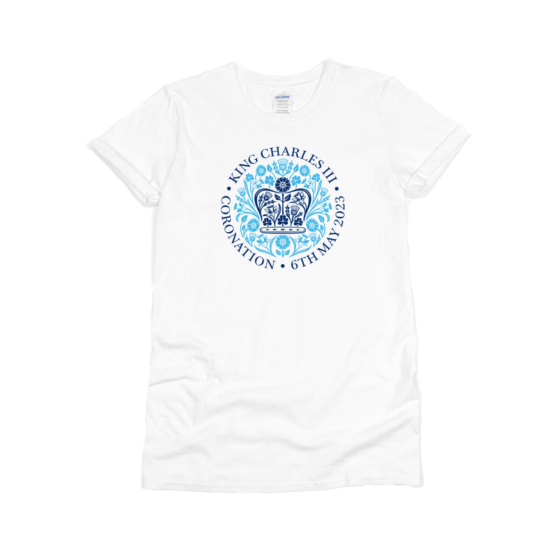 Coronation T-Shirt with Blue Official Emblem - King Charles III