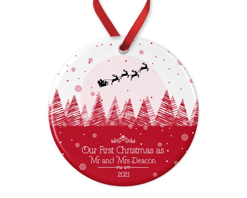 Personalised First Christmas as Mr and Mrs Ornament