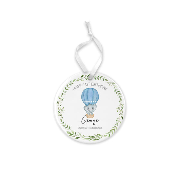 Personalised Elephant 1st Birthday Ornament