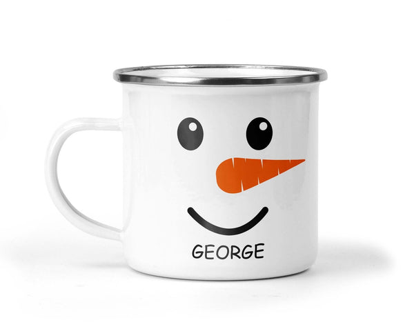 Personalised Snowman Enamel Mug