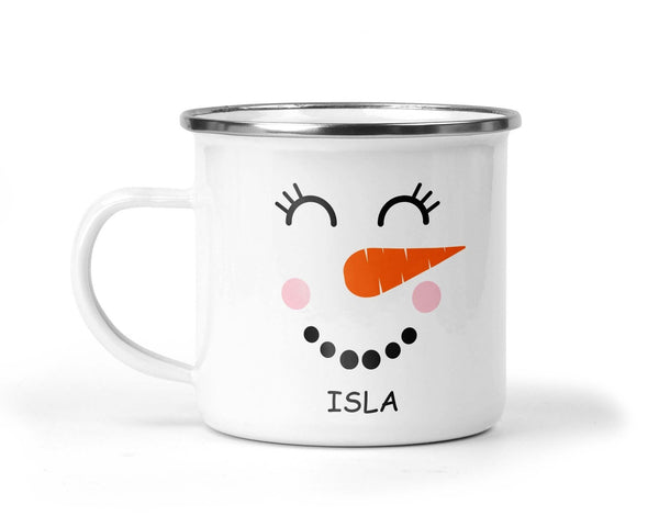 Personalised Christmas Mug, Custom Snowman Face Cup