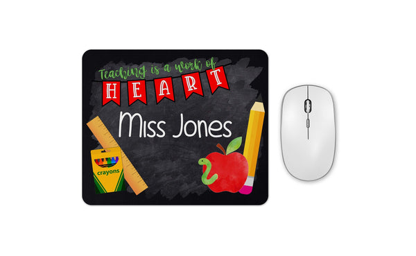 Personalised Teacher Mouse Pad, Custom Mouse Mat with School Teacher Name