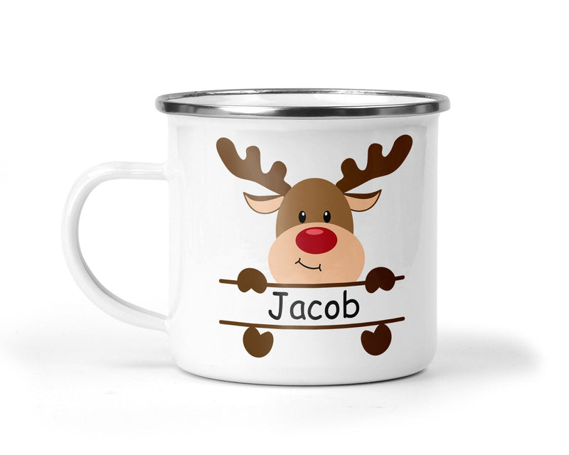 Personalised Christmas Mug with Reindeer & Name
