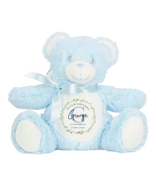 Personalised Christening Teddy - Initial Blue