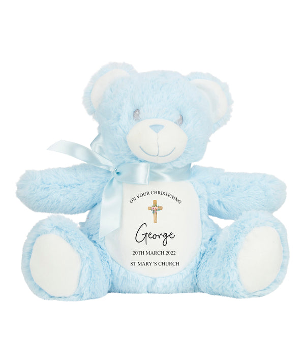 Personalised Christening Teddy Blue