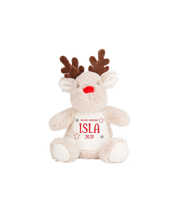 Personalised First Christmas Teddy, Reindeer Soft Toy