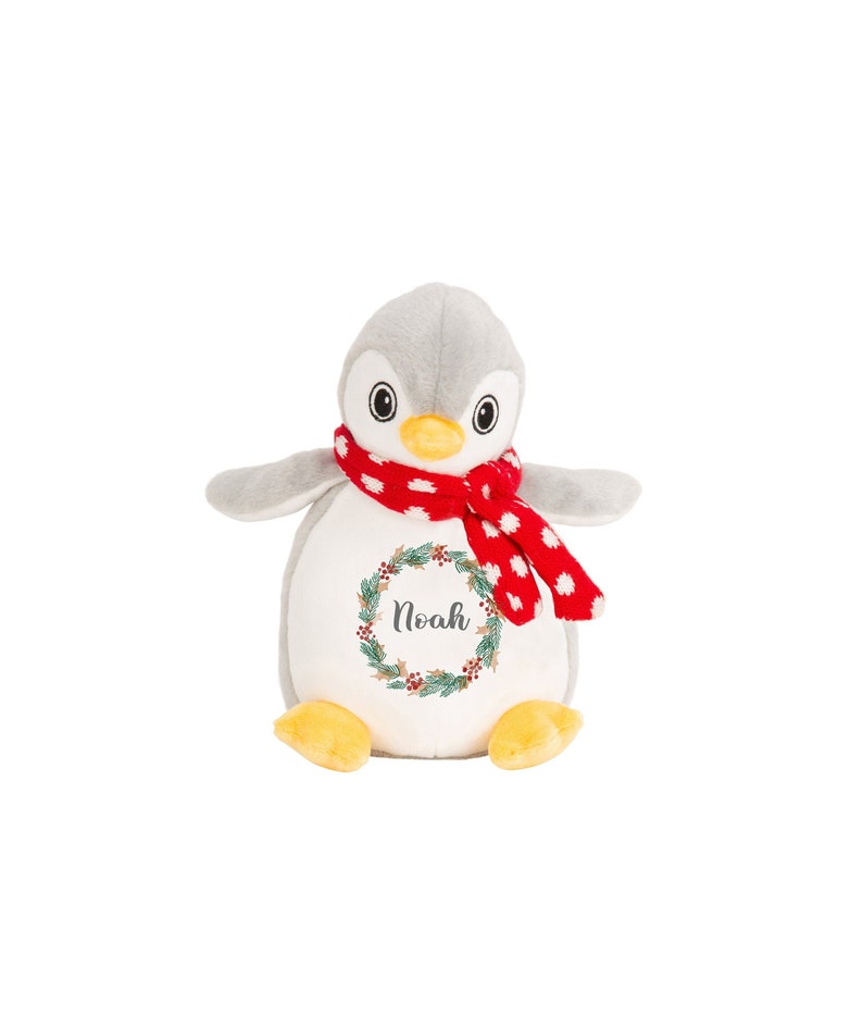 Personalised Christmas Teddy, Penguin Soft Toy